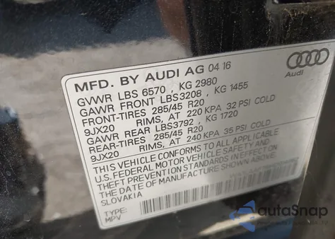 2017 Audi Q7 3.0T Premium z USA, uszkodzony, nr VIN WA1LAAF78HD014862